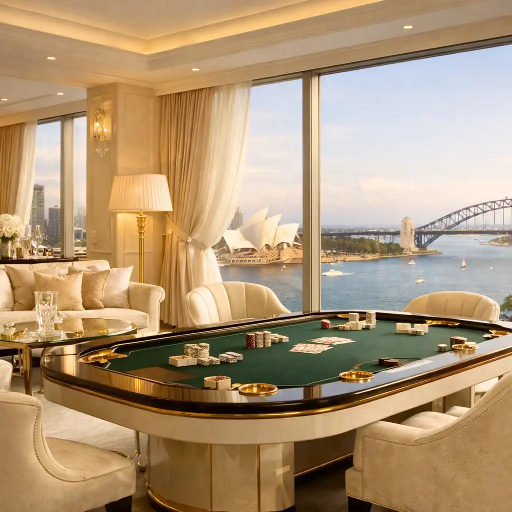 Luxurious private salon with soft natural light and a view of the Barangaroo skyline